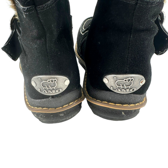 Apres by Lamo Black Suede Side Zip Winter Boots Lamb Wool Insoles Sz 9 - Picture 9 of 10